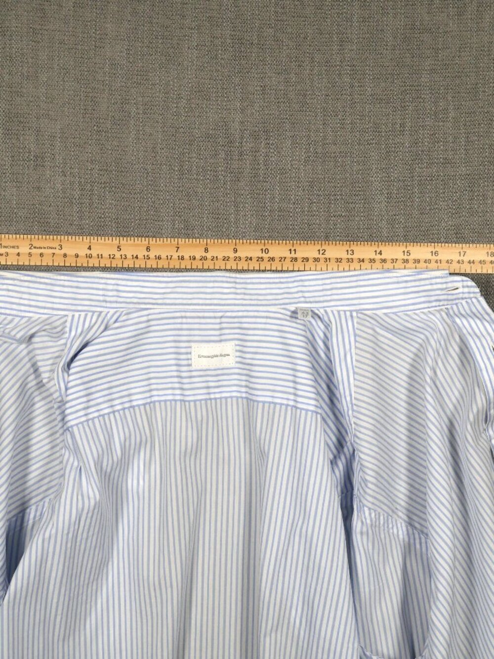 Ermengildo Zegna Mens Cotton Blue striped Dress Shirt 43/17 R - Picture 6 of 9